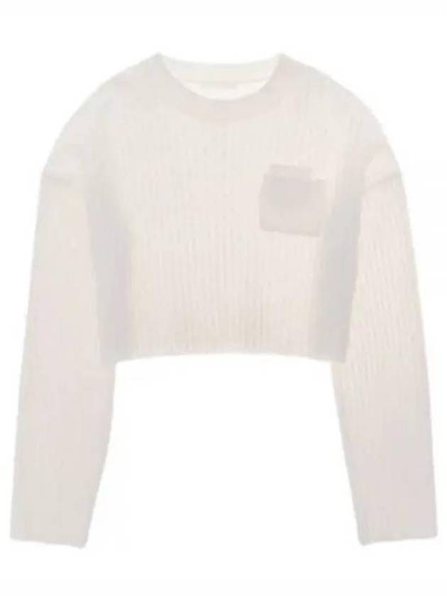 Caria Crop Cable Knit Top White - HELMUT LANG - BALAAN 2