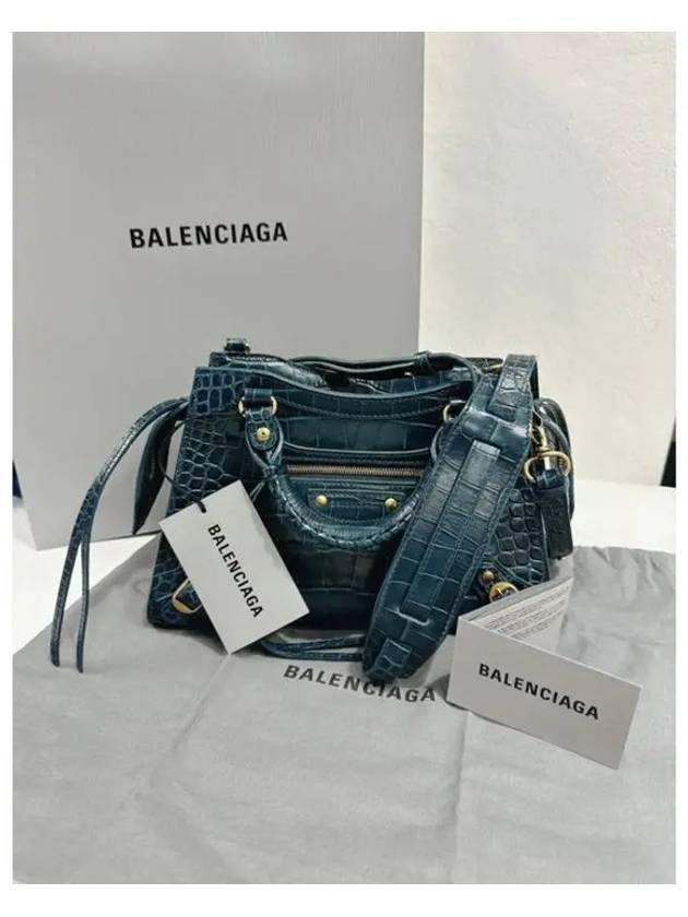 Women s Blue Neo Classic Croc Calf Leather Mini City Bag 679231 2AAAR 6526 - BALENCIAGA - BALAAN 5