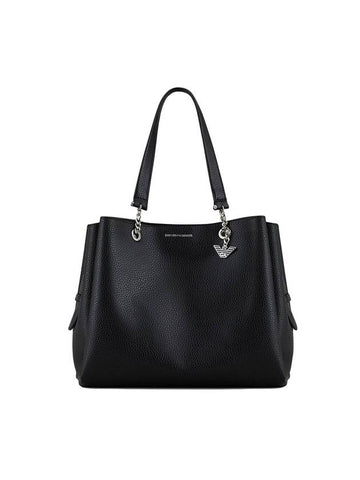 Logo Leather Tote Bag Black - EMPORIO ARMANI - BALAAN 1