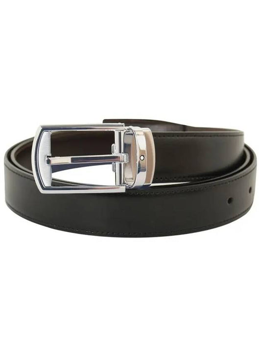 Men's Palladium Coated Pin Buckle Classic Reversible Belt Black - MONTBLANC - BALAAN 2