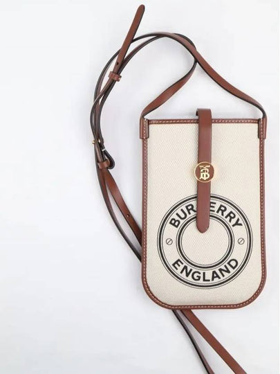 TB Logo Canvas Leather Phone Holder Mini Bag White - BURBERRY - BALAAN 2