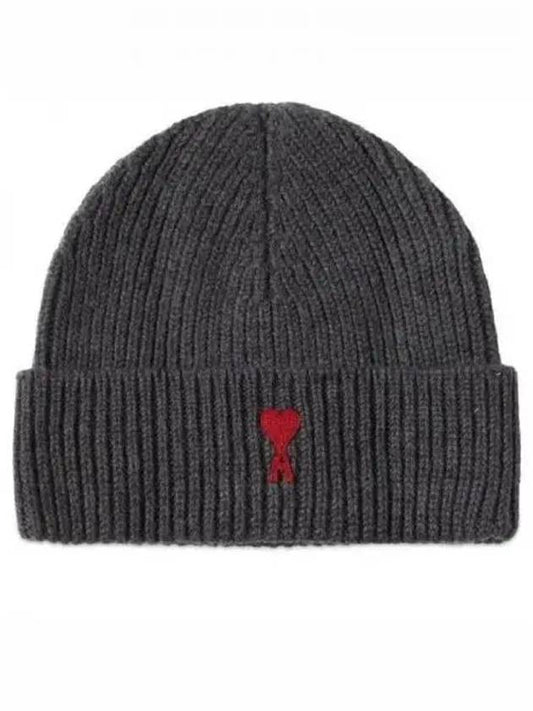 Heart Logo Wool Beanie Heather Grey - AMI - BALAAN 2