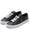 Logo Leather Low Top Sneakers Black - POLO RALPH LAUREN - BALAAN 2