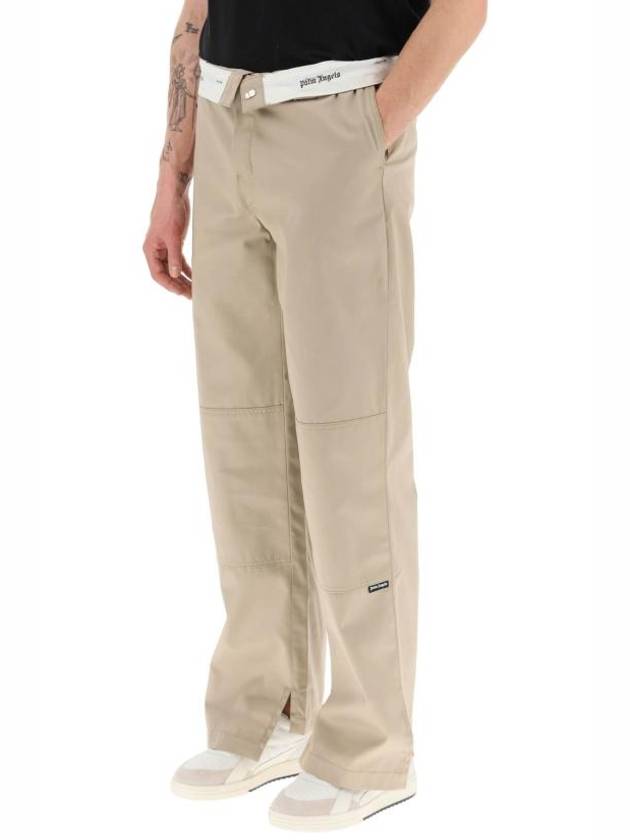 Reversed Waistband Chino Straight Pants Beige - PALM ANGELS - BALAAN 5