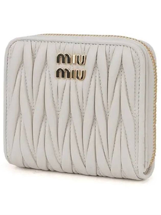 Matelasse Logo Bifold Wallet White - MIU MIU - BALAAN 1