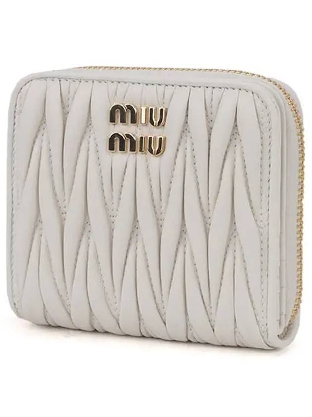 Matelasse Logo Zip Around Half Wallet White - MIU MIU - BALAAN 1