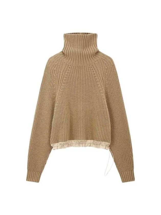 Women s Drawstring Hem Turtleneck Sweater Camel 270326 - GIORGIO ARMANI - BALAAN 1