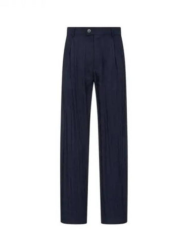 Men s Tuck Point Wrinkle Trousers Pants Navy 270984 - GIORGIO ARMANI - BALAAN 1