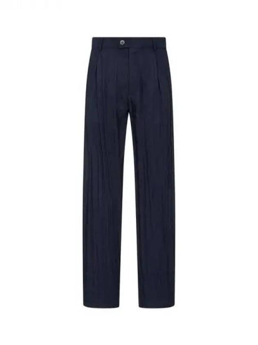 Men s Tuck Point Wrinkle Trousers Pants Navy 270984 - GIORGIO ARMANI - BALAAN 1