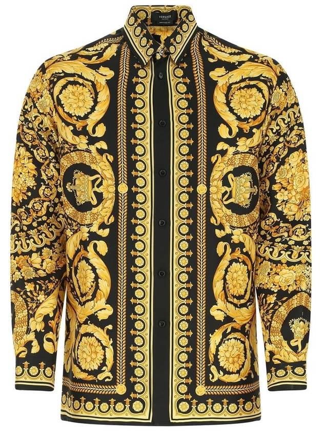 Barocco Pattern Silk Long Sleeve Shirt Black Yellow - VERSACE - BALAAN 2