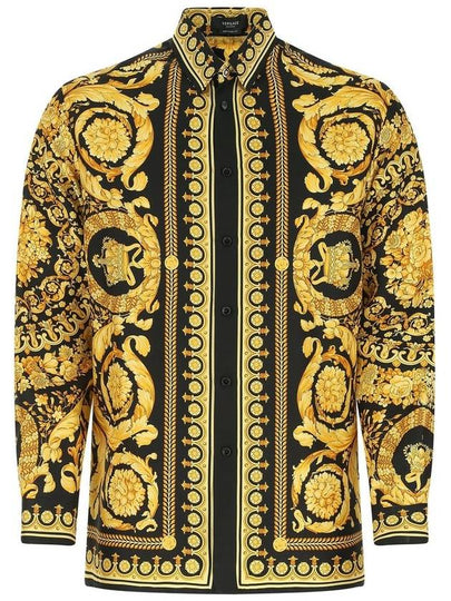 Barocco Pattern Silk Long Sleeve Shirt Black Yellow - VERSACE - BALAAN 2