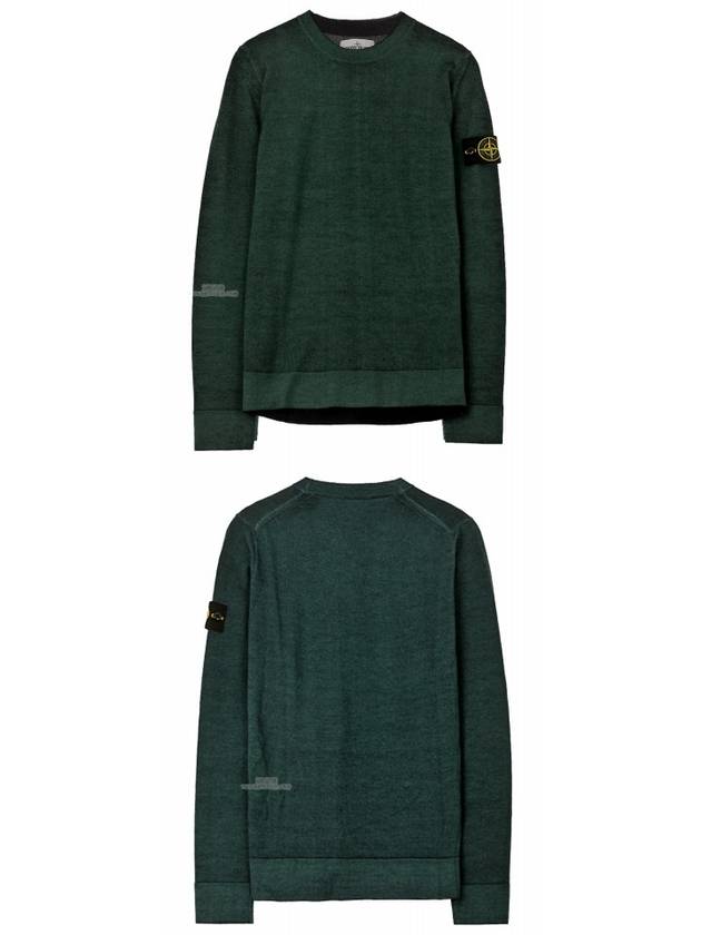 Wappen Patch Round Wool Knit Top Dark Green - STONE ISLAND - BALAAN 6