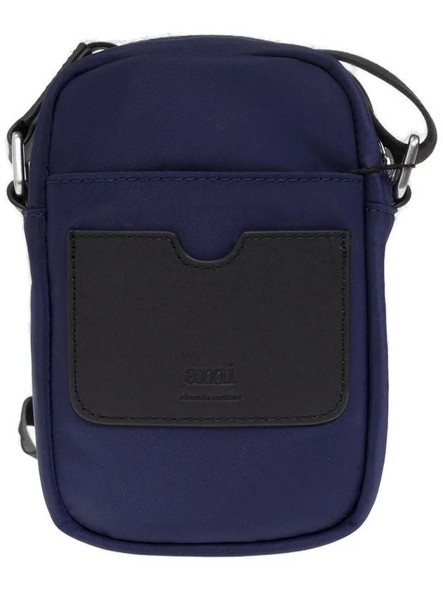 Heart Logo Water Repellant Nylon Phone Pouch Bag Navy - AMI - BALAAN 3