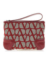 Toile Iconographe Fabric Clutch Bag Red - VALENTINO - BALAAN 2