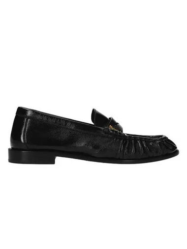 Le Signature Cassandre Logo Plaque Lamb Skin Loafer Black - SAINT LAURENT - BALAAN 1