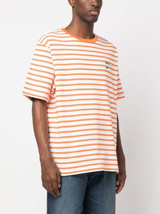 Nautical Stripes Oversized Cotton Short Sleeve T-Shirt Orange - KENZO - BALAAN 5