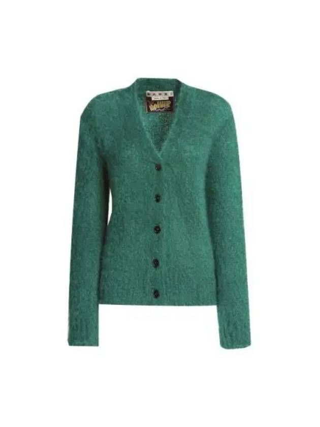 V-Neck Mohair Long Cardigan Emerald - MARNI - BALAAN 2