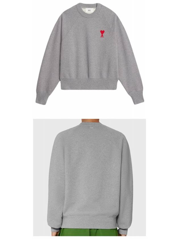 Cotton Heart Logo Sweatshirt Grey - AMI - BALAAN 5