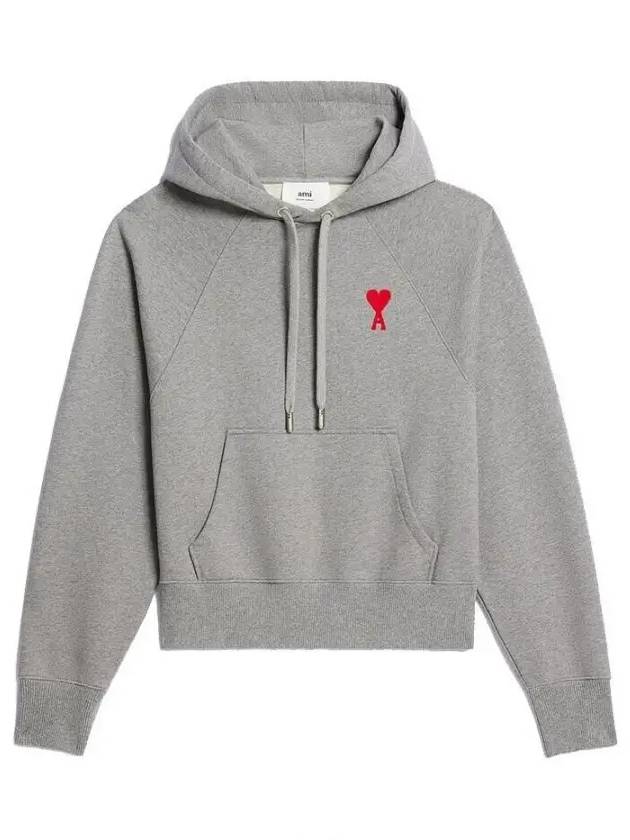 Small Heart Logo Hoodie Grey - AMI - BALAAN 2