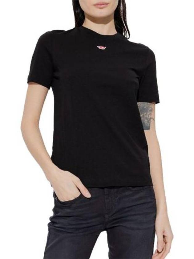 T Reg D Regular Fit Cotton Short Sleeve T-Shirt Black - DIESEL - BALAAN 3