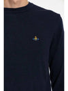 Logo Crew Neck Wool Knit Top Navy - VIVIENNE WESTWOOD - BALAAN 5