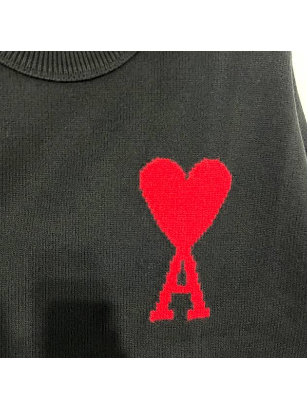 Big Heart Logo Wool Knit Top Black - AMI - BALAAN 5