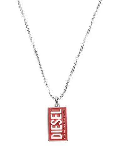 Logo Tag Pendant Stainless Steel Necklace Silver - DIESEL - BALAAN 1