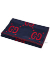 Interlocking GG Pattern Wool Silk Muffler Navy - GUCCI - BALAAN 3