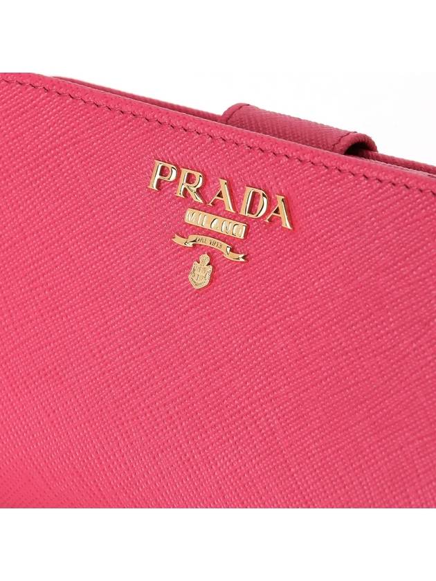 gold logo Saffiano medium wallet pink - PRADA - BALAAN.