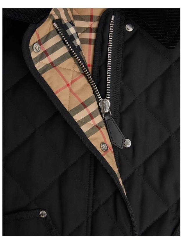 Striped point cropped quilted jacket black - BURBERRY - BALAAN 7