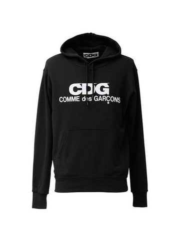 CDG logo print hoodie black - COMME DES GARCONS - BALAAN 1