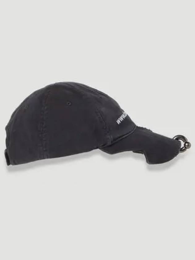 Front Piercing Wash Cotton Ball Cap Black Faded - BALENCIAGA - BALAAN 4