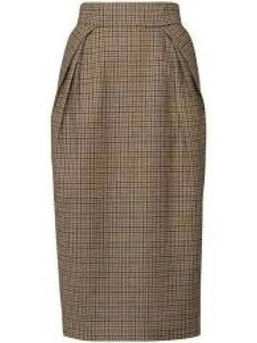 Women's Houndstooth Wool H Line Skirt Camel - MAISON MARGIELA - BALAAN 1