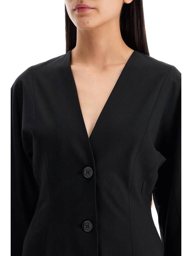 Drapey Melange Single Breasted Blazer Jacket Black - GANNI - BALAAN 5