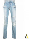 Stone Washing Skinny Fit Biker Jeans Blue - BALMAIN - BALAAN 2