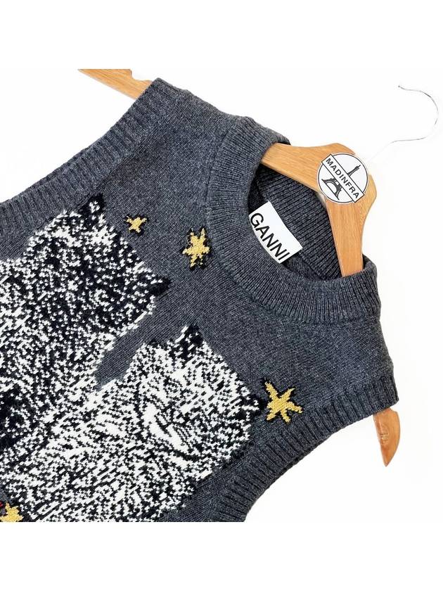 Graphic Cat Vest Grey - GANNI - BALAAN 3