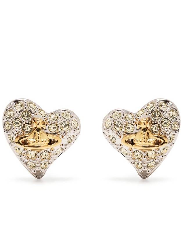 Women's Tiny Diamante Heart Earrings Silver - VIVIENNE WESTWOOD - BALAAN 2