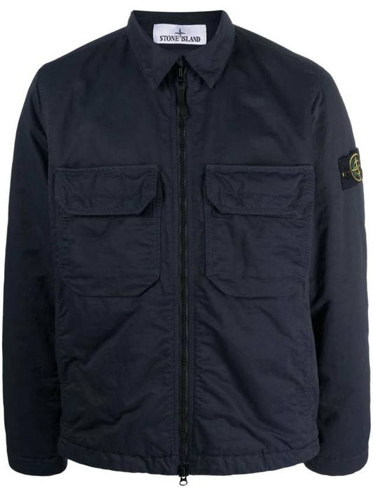 Compass Patch Shirt Zip Up Jacket Navy - STONE ISLAND - BALAAN 1