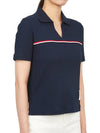 Three Stripes High Twist Rib Polo Shirt Navy - THOM BROWNE - BALAAN 4