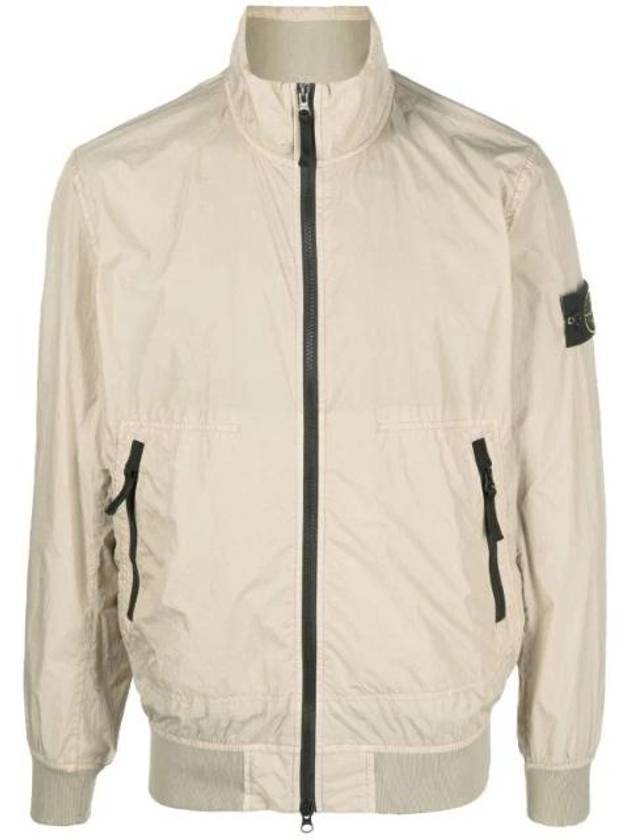 Garment Dyed Crinkle Reps Nylon Zip-up Jacket Beige - STONE ISLAND - BALAAN 1