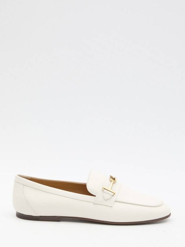 Women's Double T Logo Leather Loafers White - TOD'S - BALAAN 2