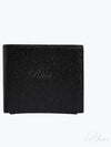 Caviar Leather Zipper Coin Pocket Bifold Half Wallet Black - THOM BROWNE - BALAAN 2