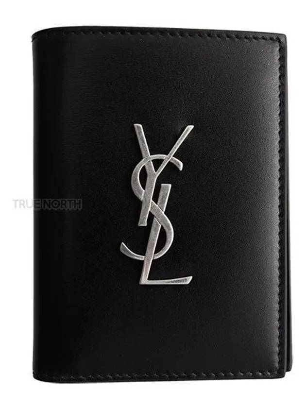 Men's Silver Monogram Fold Half Wallet Black - SAINT LAURENT - BALAAN 2