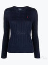 Embroidered Logo Pony Cable Knit Top Navy - POLO RALPH LAUREN - BALAAN 2