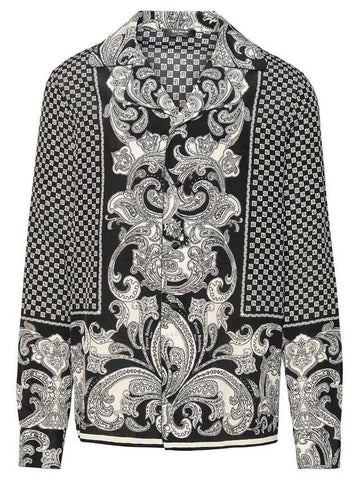 Balmain Monogram-Print Silk Shirt, Brand Size 48 (US Size 38) - BALMAIN - BALAAN 1