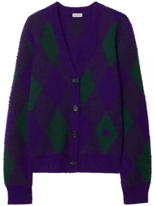 Argyle Wool Cardigan Purple - BURBERRY - BALAAN 2