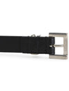 Men's Monogram Silver Buckle Leather Belt Black - SAINT LAURENT - BALAAN 5