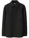 Pinstriped Wool Blend Long Sleeve Shirt Black - BURBERRY - BALAAN 1