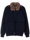 Fur Collar Flap Pocket Jacket Navy - BRUNELLO CUCINELLI - BALAAN 2