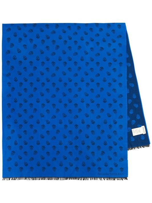 Skull Print Wool Silk Muffler Blue - ALEXANDER MCQUEEN - BALAAN 2